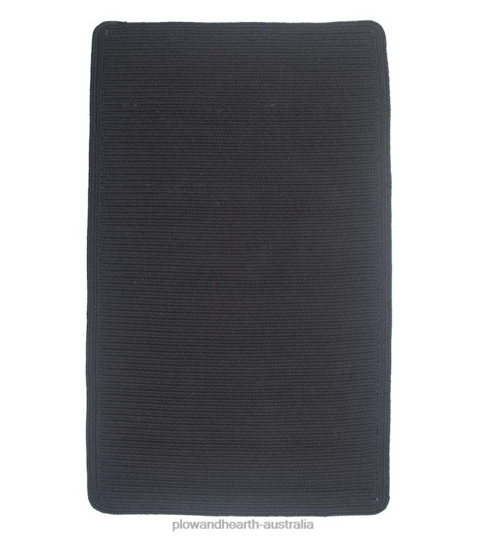 Plow & Hearth Blue Ridge Rectangle Wool Braided Rug, 3' x 5' - Black P22BD2807 Accessories