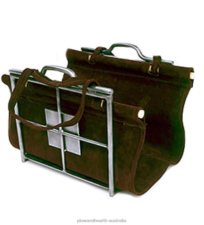 Plow & Hearth Wrought Iron Wright Firewood Holder with Suede Log Carrier - Graphite P22BD2972 Accessories