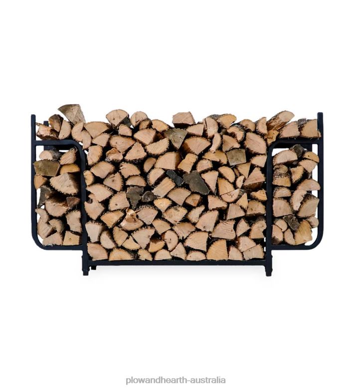 Plow & Hearth Courtyard Firewood Rack with Cover - Black P22BD2851 Accessories