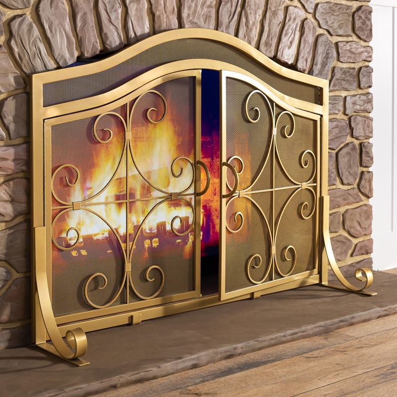 Plow & Hearth Crest Fireplace Screen With Doors P22BD2864 Fireplace