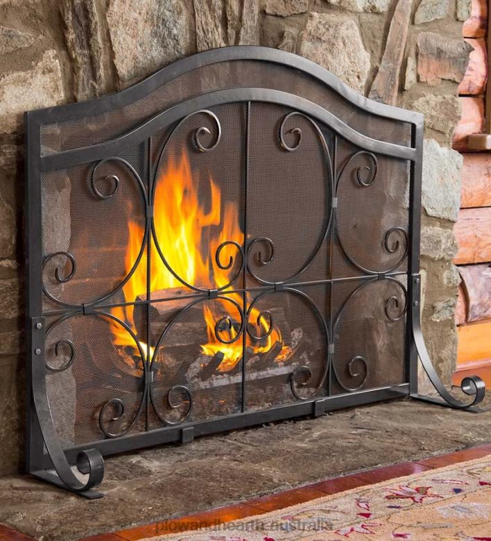 Plow & Hearth Crest Flat Guard Fireplace Screen P22BD2875 Fireplace