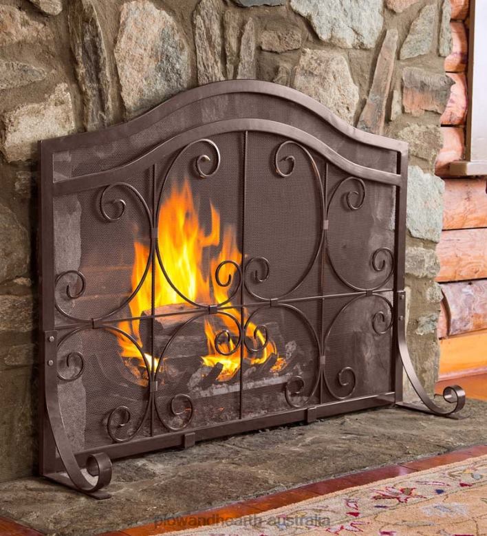 Plow & Hearth Crest Flat Guard Fireplace Screen P22BD2875 Fireplace