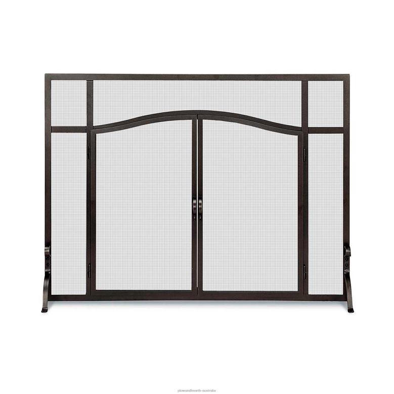 Plow & Hearth Large Custom Flat Guard with Arched Doors - Black P22BD2927 Fireplace
