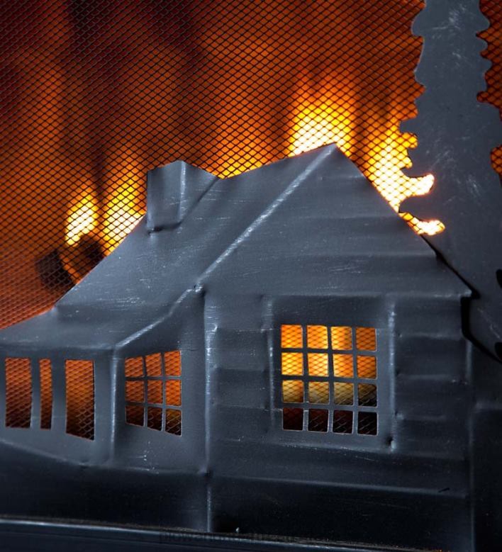 Plow & Hearth Large Mountain Cabin Fire Screen With Door - Black P22BD3246 Fireplace