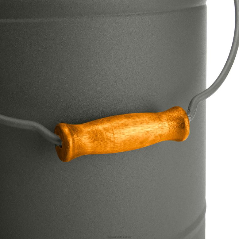 Plow & Hearth Deluxe Galvanized Ash Bucket with Handle, Lid and Double-Layer Bottom - Charcoal Black P22BD2824 Fireplace