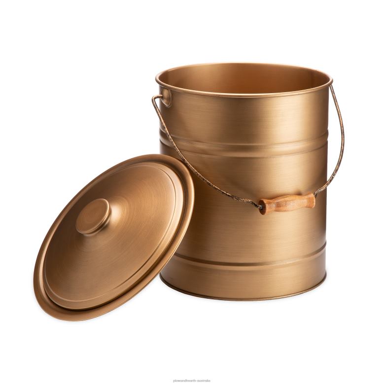 Plow & Hearth Deluxe Galvanized Ash Bucket with Handle, Lid and Double-Layer Bottom - Charcoal Black P22BD2824 Fireplace