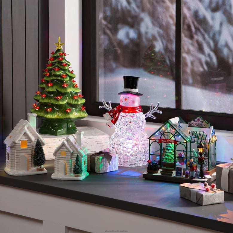 Plow & Hearth Multicolor Lighted Snowman Table Decor P22BD2821 Fireplace