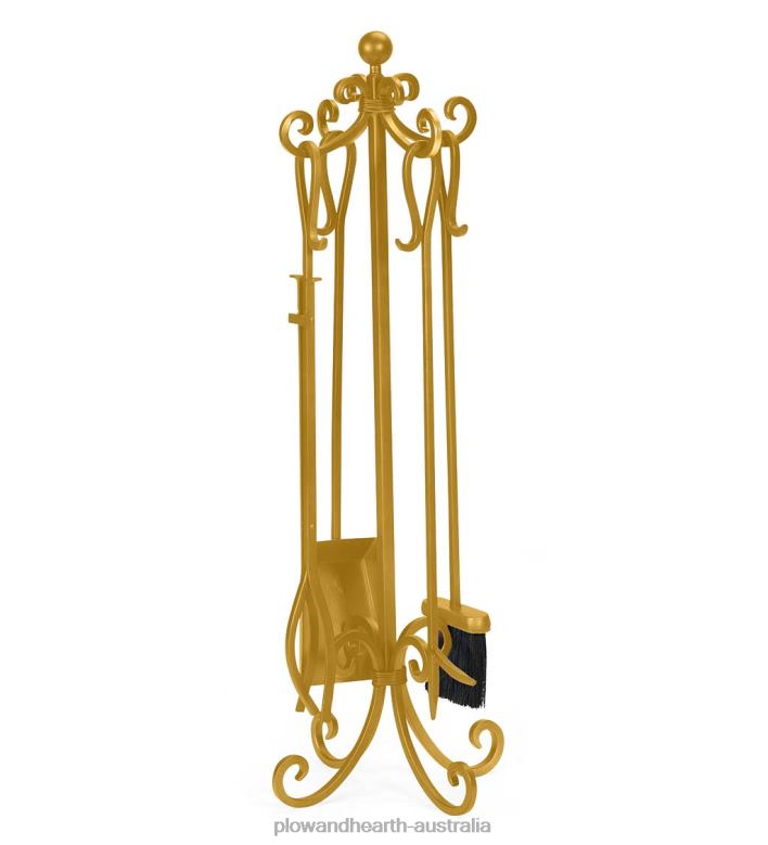 Plow & Hearth Crest Fireplace Tool Set - Gold P22BD2728 Fireplace