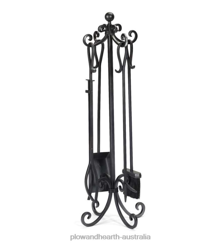 Plow & Hearth Crest Fireplace Tool Set - Gold P22BD2728 Fireplace