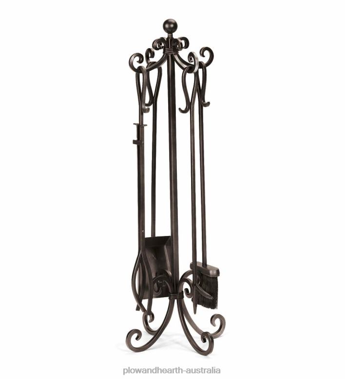 Plow & Hearth Crest Fireplace Tool Set - Gold P22BD2728 Fireplace