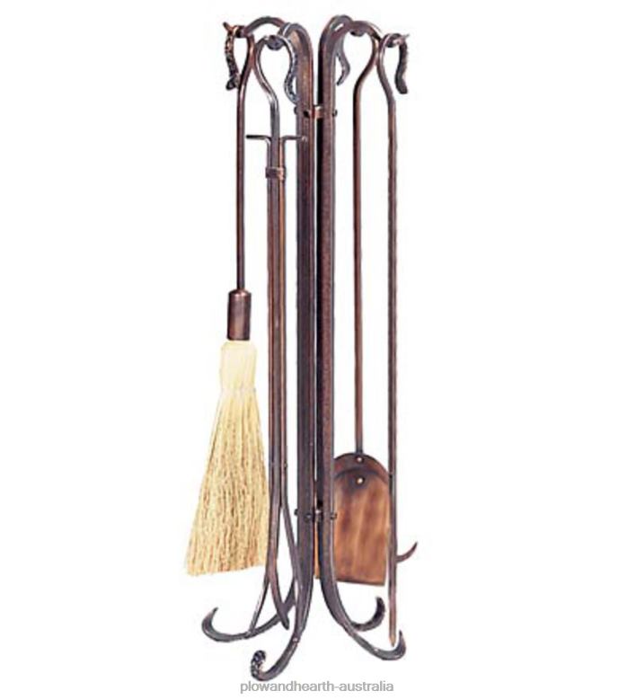 Plow & Hearth Hammered Crook Fire Tools - Copper P22BD2759 Fireplace