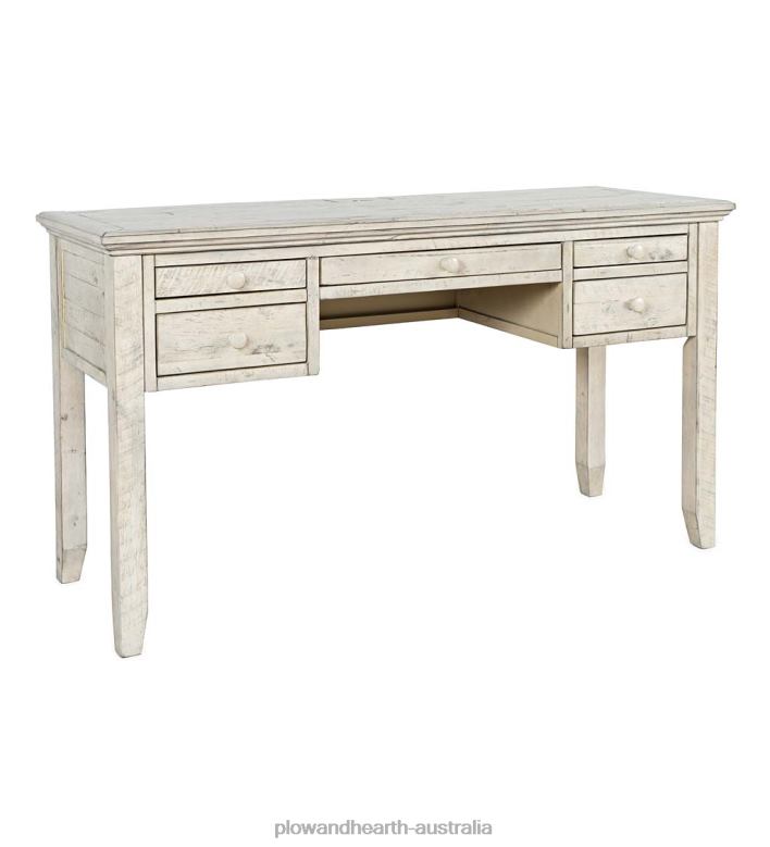 Plow & Hearth Chelsea Power Station Desk with USB Ports and Power Outlets - Scrimshaw Whitewash P22BD2121 Furniture