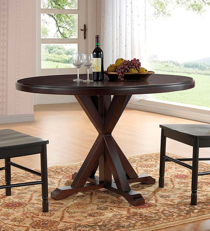 Plow & Hearth 48Round Trestle Dining Table - Antique Black P22BD2098 Furniture