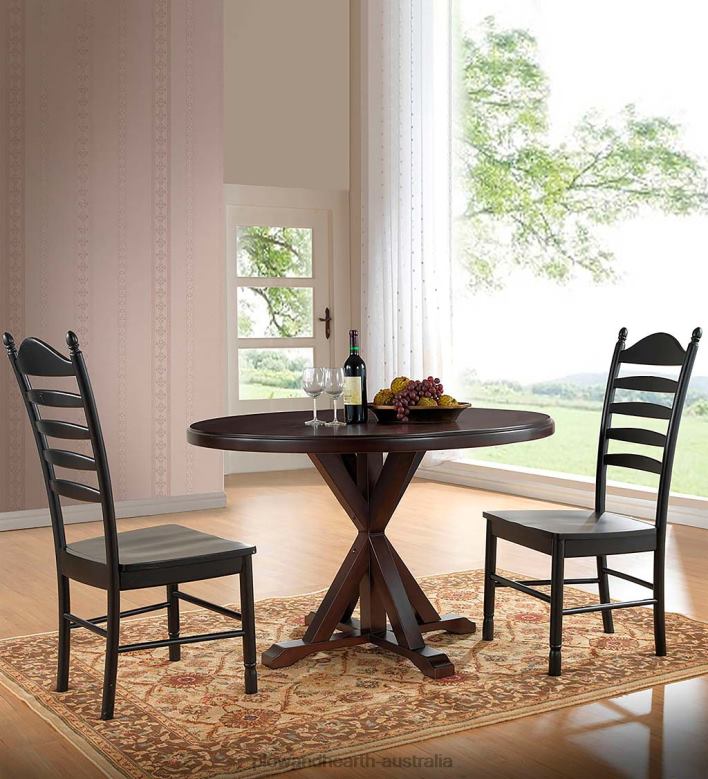 Plow & Hearth 48Round Trestle Dining Table - Antique Black P22BD2098 Furniture