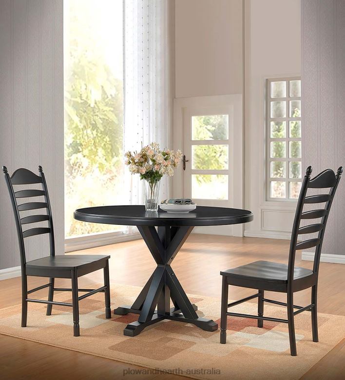 Plow & Hearth 48Round Trestle Dining Table - Antique Black P22BD2098 Furniture