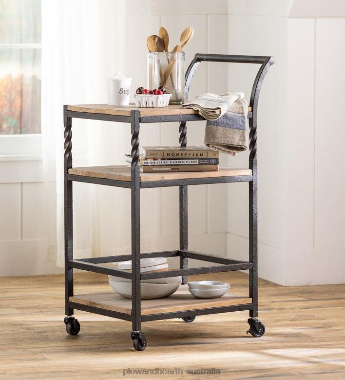 Plow & Hearth Deep Creek Kitchen Cart on Wheels P22BD2102 Furniture