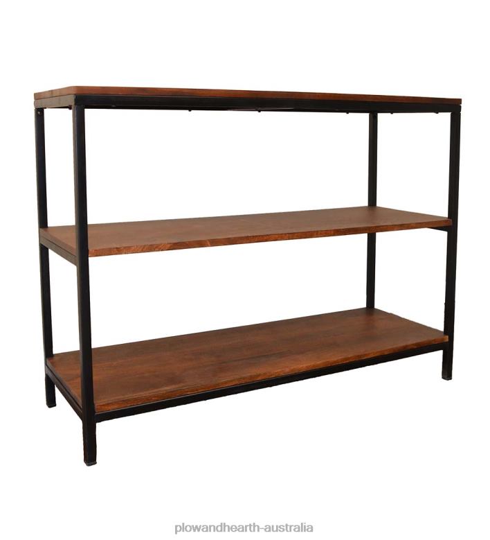 Plow & Hearth 30High Three-Shelf Wood and Metal Bookcase/Console - Chestnut P22BD1995 Furniture