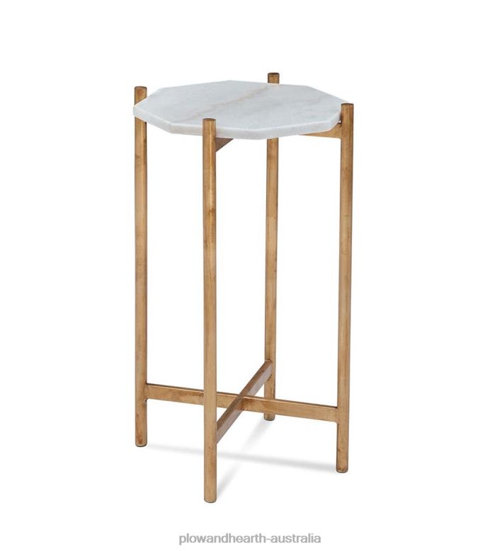 Plow & Hearth Art Deco Marble Side Table - Silver P22BD1997 Furniture