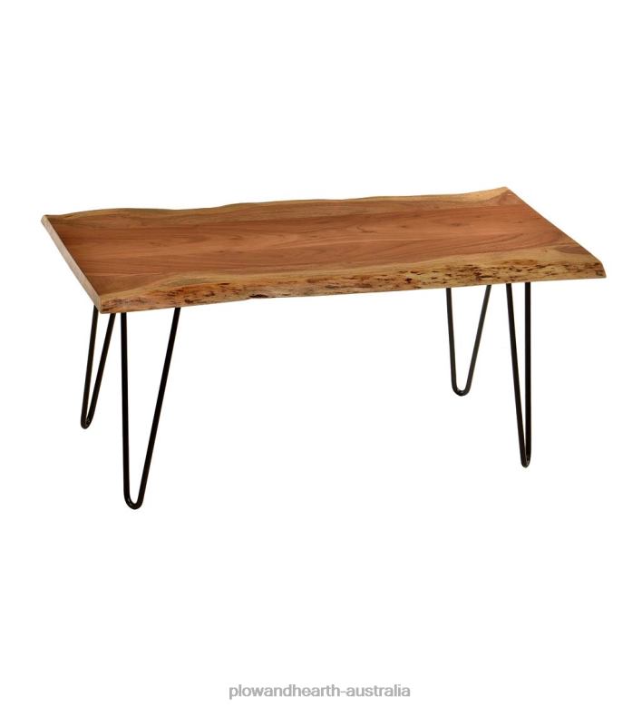 Plow & Hearth Live Edge Acacia Wood Bench/Table with Hairpin Legs - Black P22BD2011 Furniture