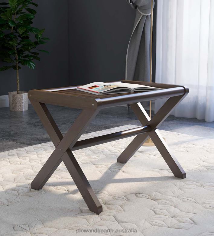Plow & Hearth Modern Farmhouse Wood Stool/Bench - Espresso P22BD2003 Furniture