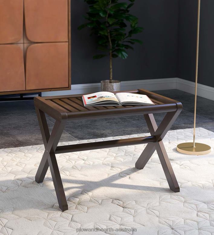 Plow & Hearth Modern Farmhouse Wood Stool/Bench - Espresso P22BD2003 Furniture