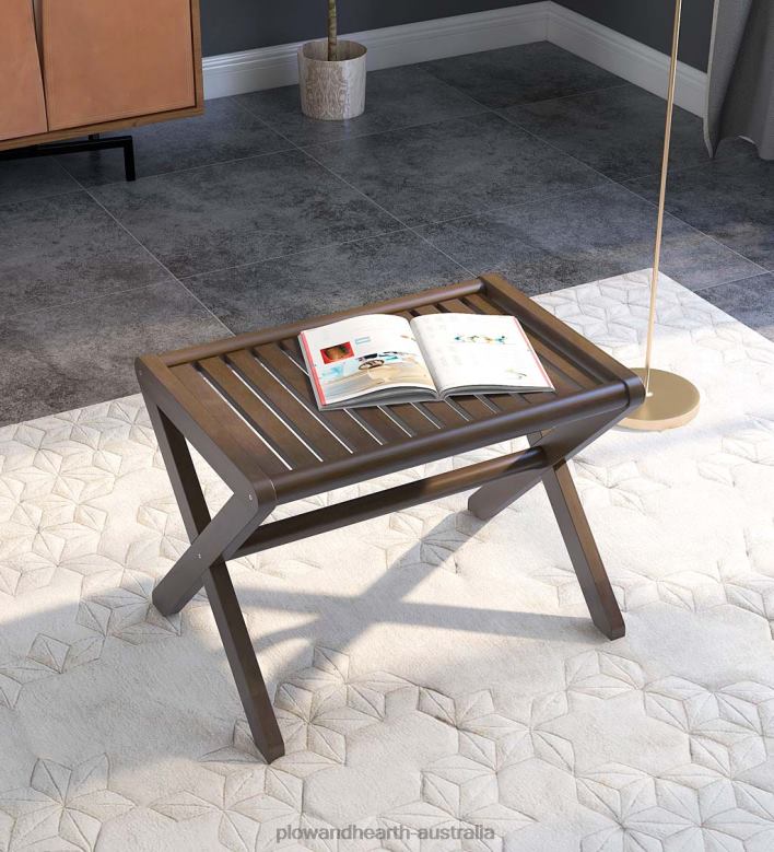 Plow & Hearth Modern Farmhouse Wood Stool/Bench - Espresso P22BD2003 Furniture