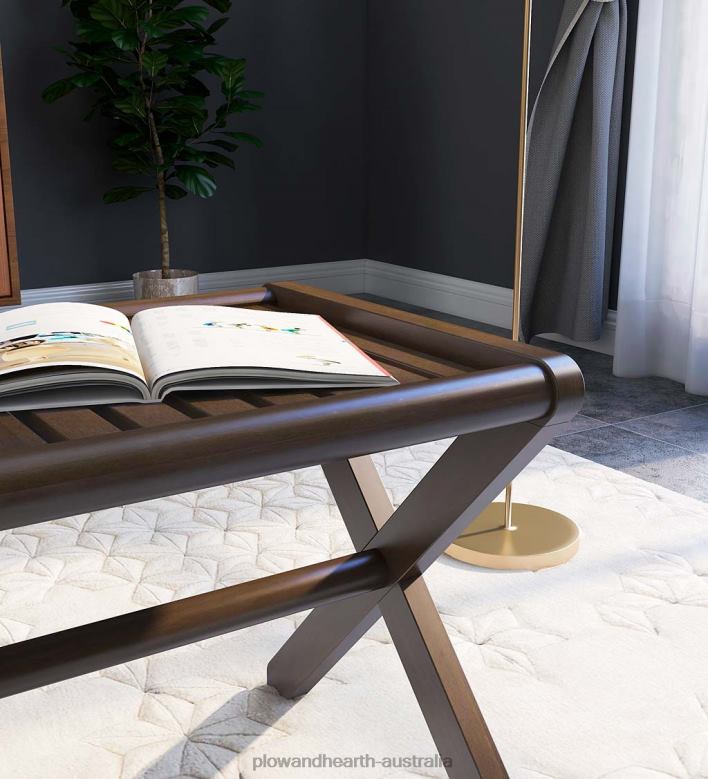 Plow & Hearth Modern Farmhouse Wood Stool/Bench - Espresso P22BD2003 Furniture