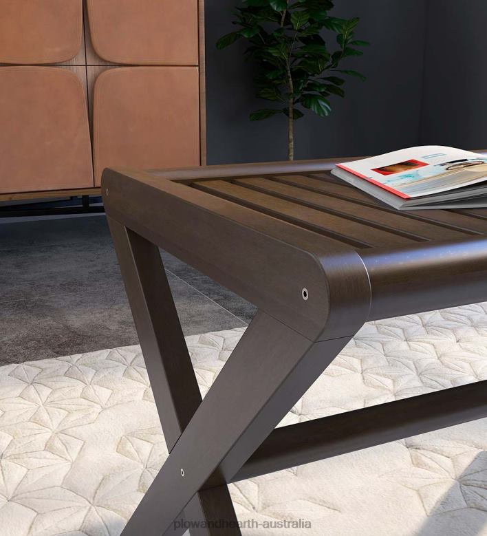 Plow & Hearth Modern Farmhouse Wood Stool/Bench - Espresso P22BD2003 Furniture