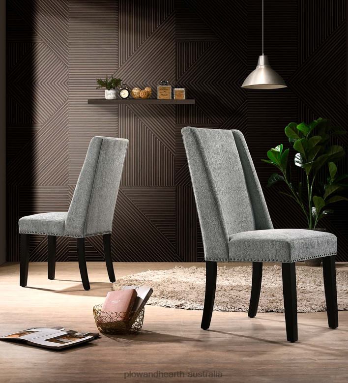 Plow & Hearth Lana Upholstered Dining Chairs, Set of 2 - Charcoal Gray/Espresso P22BD2037 Furniture