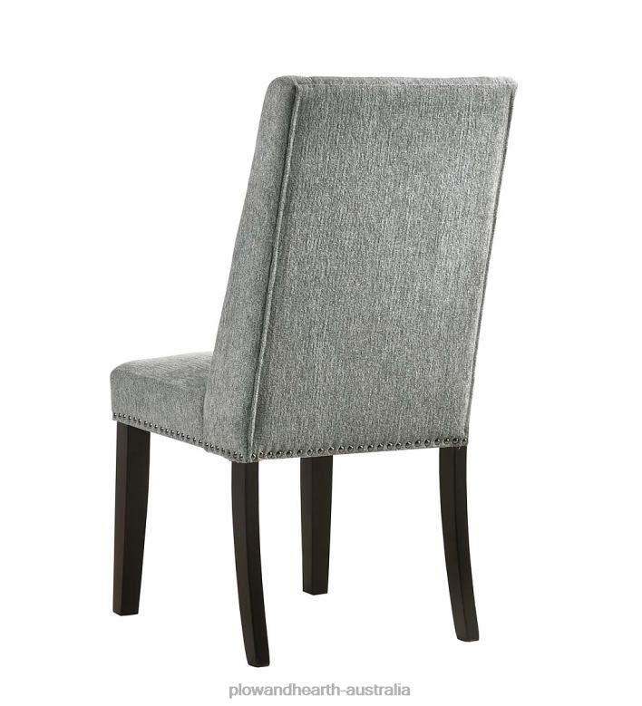 Plow & Hearth Lana Upholstered Dining Chairs, Set of 2 - Charcoal Gray/Espresso P22BD2037 Furniture