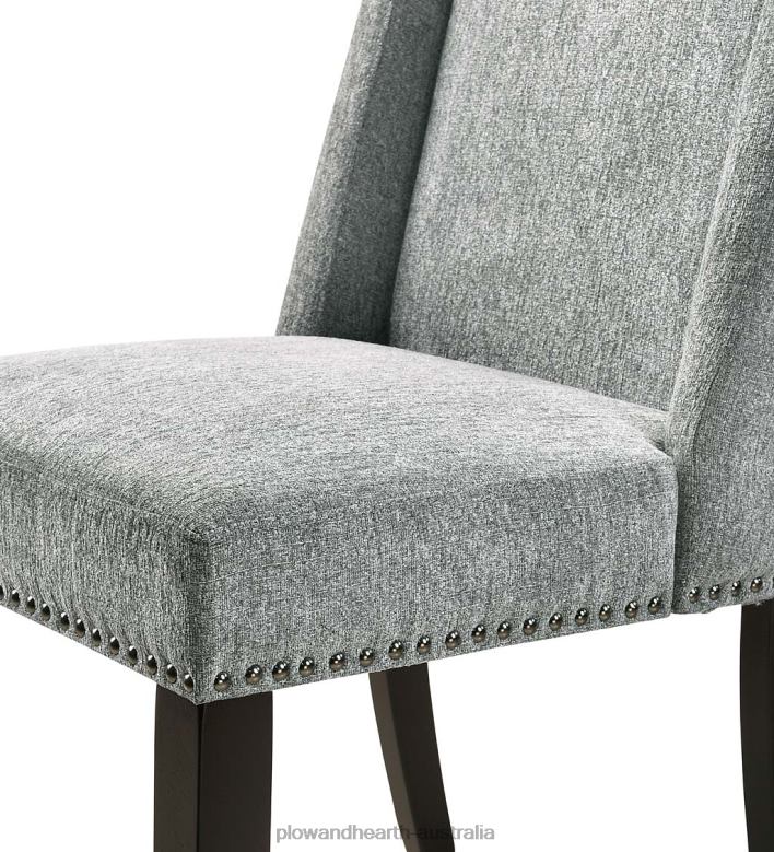 Plow & Hearth Lana Upholstered Dining Chairs, Set of 2 - Charcoal Gray/Espresso P22BD2037 Furniture