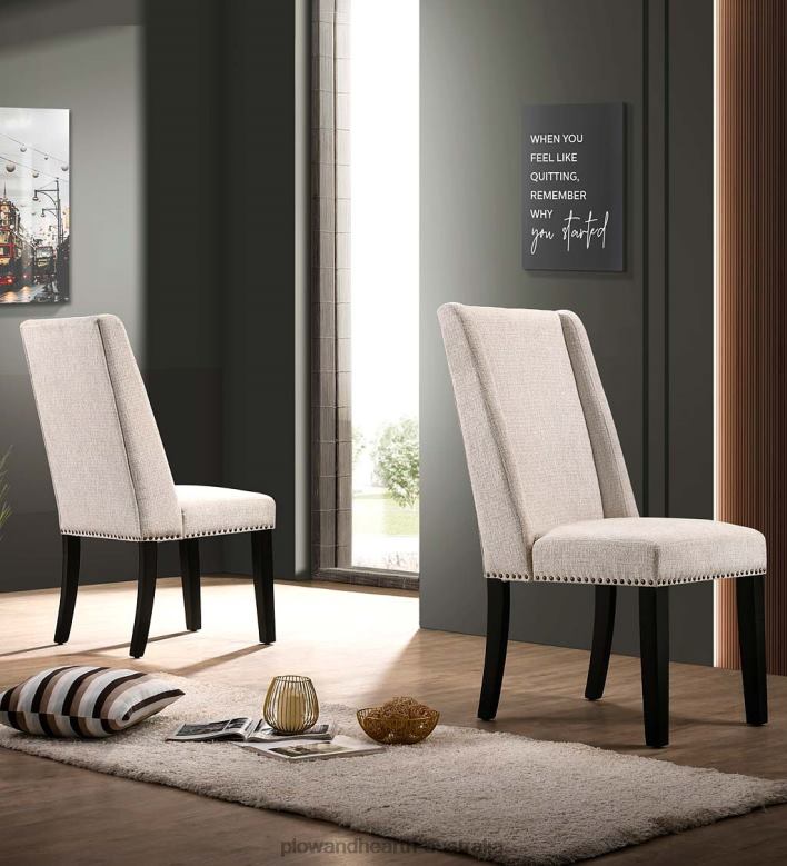 Plow & Hearth Lana Upholstered Dining Chairs, Set of 2 - Charcoal Gray/Espresso P22BD2037 Furniture
