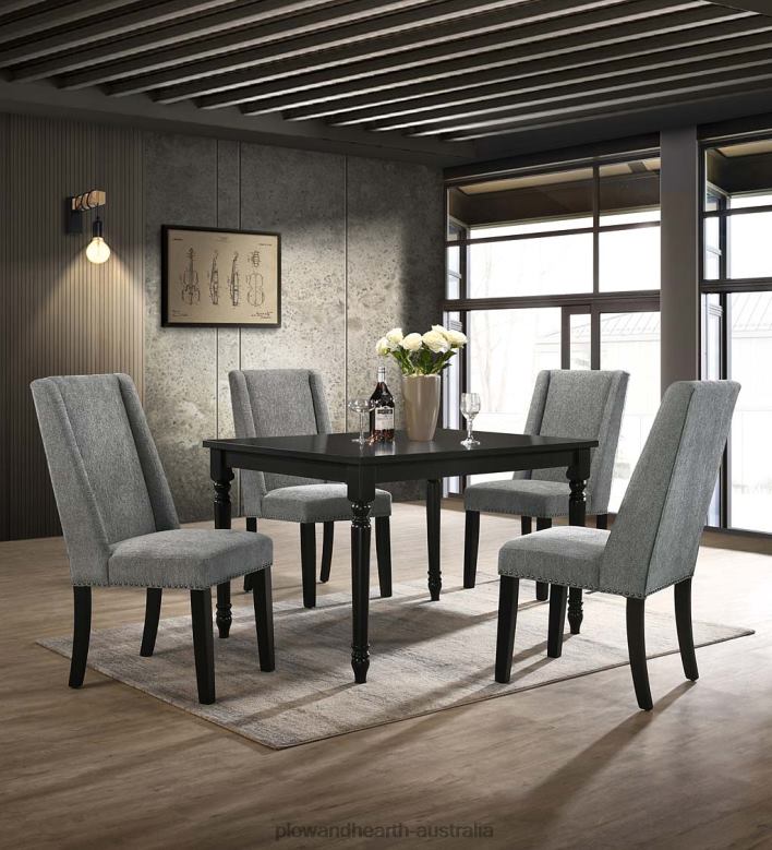 Plow & Hearth Lana Upholstered Dining Chairs, Set of 2 - Charcoal Gray/Espresso P22BD2037 Furniture