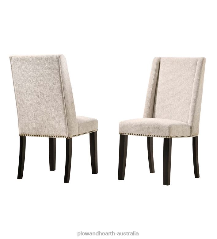 Plow & Hearth Lana Upholstered Dining Chairs, Set of 2 - Charcoal Gray/Espresso P22BD2037 Furniture