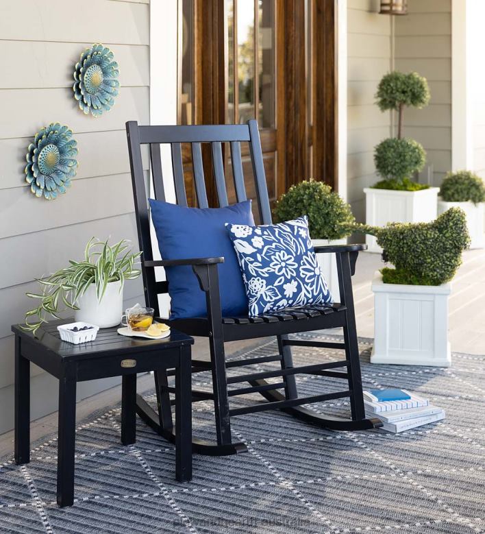 Plow & Hearth Slatted Wood Rocking Chair - Black Paint P22BD3255 Furniture