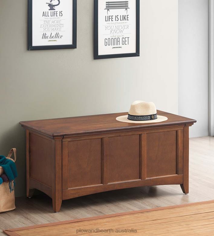 Plow & Hearth Hinged Paneled Storage Chest/Console - Antique Ivory P22BD2080 Furniture