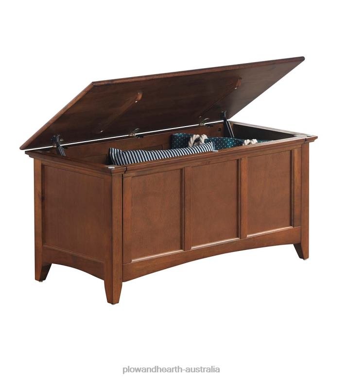 Plow & Hearth Hinged Paneled Storage Chest/Console - Antique Ivory P22BD2080 Furniture