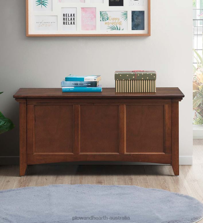 Plow & Hearth Hinged Paneled Storage Chest/Console - Antique Ivory P22BD2080 Furniture