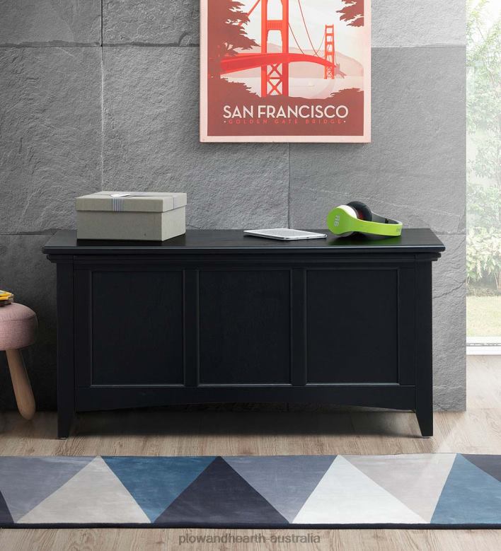 Plow & Hearth Hinged Paneled Storage Chest/Console - Antique Ivory P22BD2080 Furniture