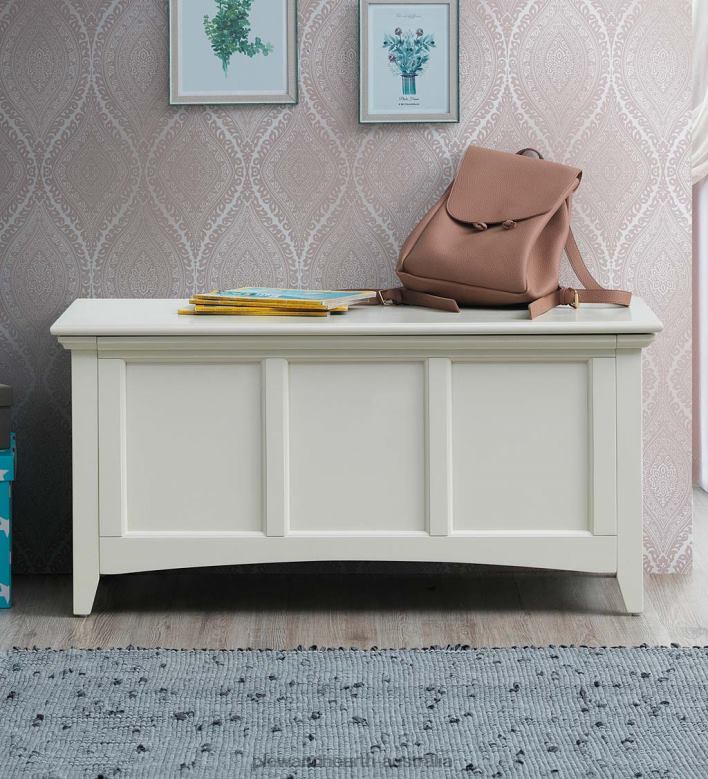 Plow & Hearth Hinged Paneled Storage Chest/Console - Antique Ivory P22BD2080 Furniture