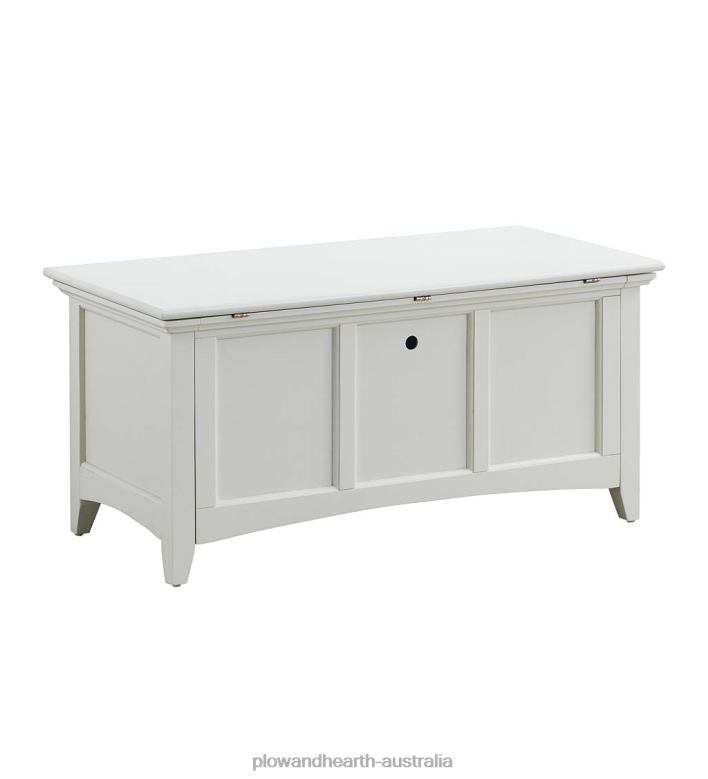 Plow & Hearth Hinged Paneled Storage Chest/Console - Antique Ivory P22BD2080 Furniture