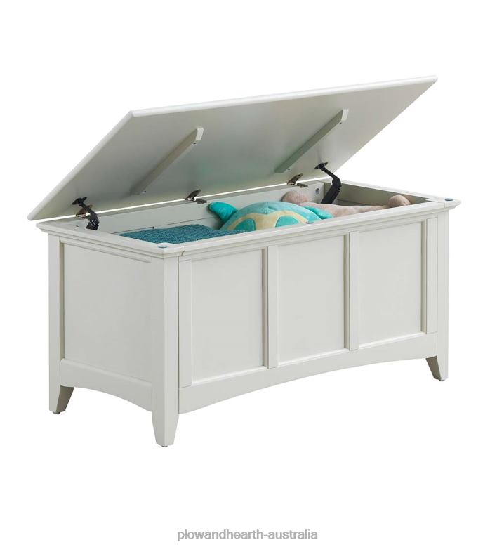 Plow & Hearth Hinged Paneled Storage Chest/Console - Antique Ivory P22BD2080 Furniture