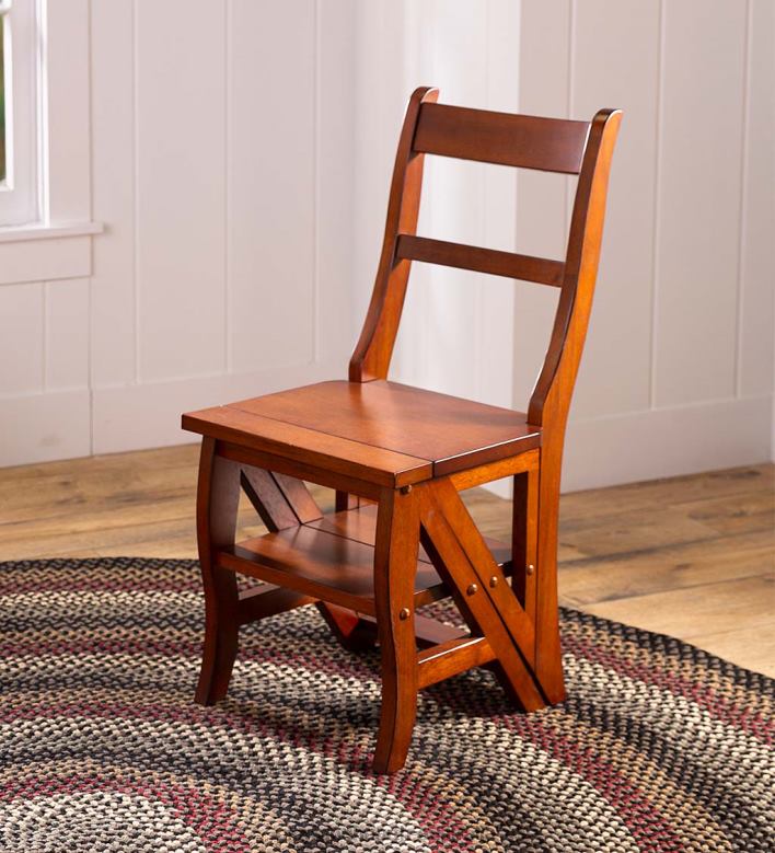 Plow & Hearth Reproduction Parawood Ben Franklin Convertible Ladder Chair - Chestnut P22BD2095 Furniture