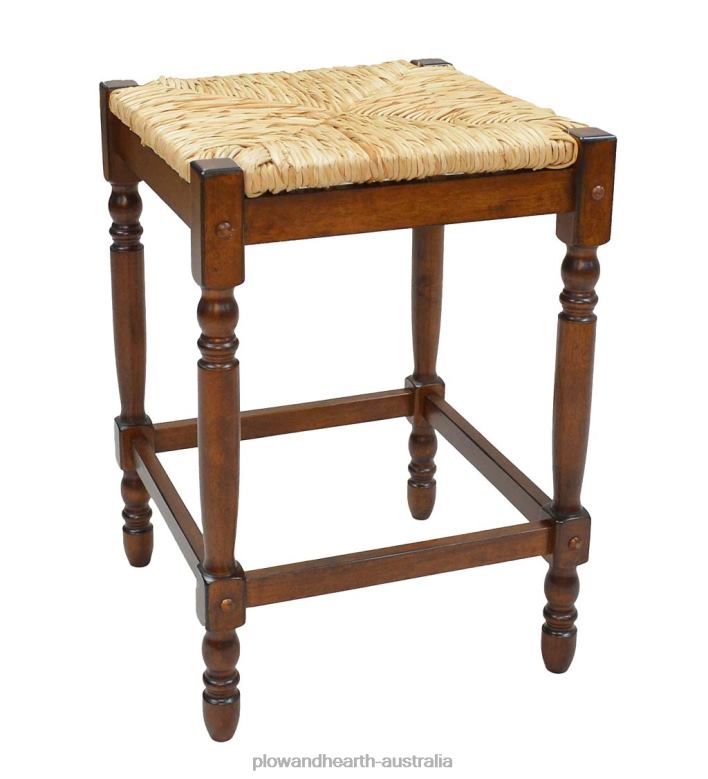 Plow & Hearth 24 -High Counter Stool with Handwoven Rush Seat - Antique Black P22BD2041 Furniture