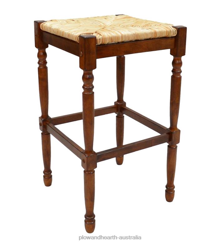 Plow & Hearth 29 -High Counter Stool with Handwoven Rush Seat - Chestnut P22BD2046 Furniture