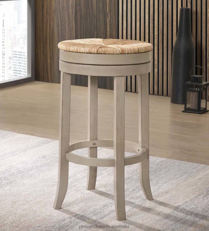 Plow & Hearth 30Round Rush Seat Swivel Bar Stool - Antique Black P22BD2045 Furniture