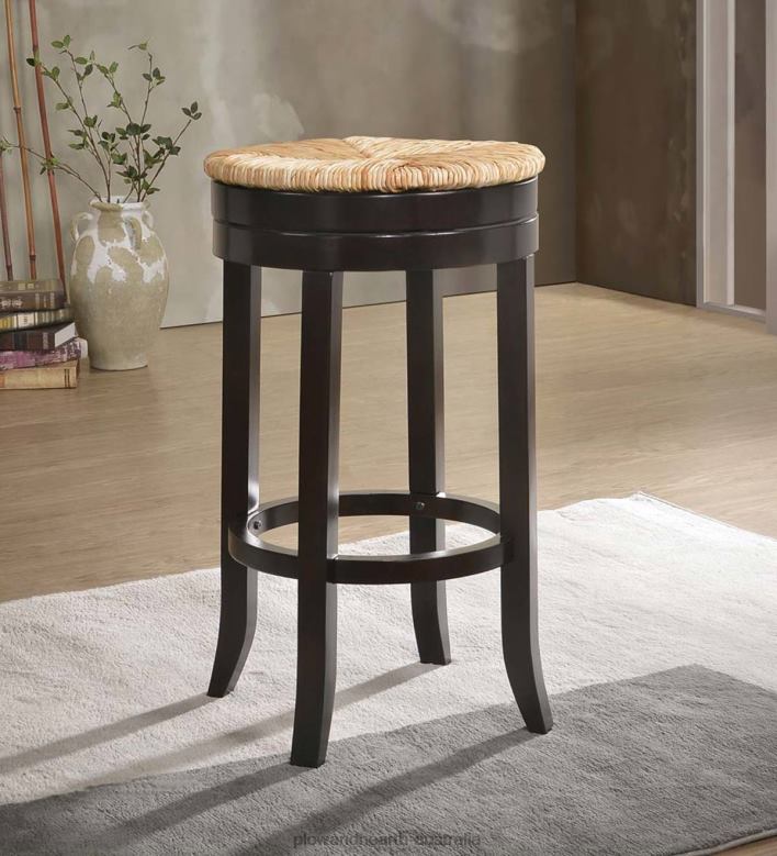 Plow & Hearth 30Round Rush Seat Swivel Bar Stool - Antique Black P22BD2045 Furniture