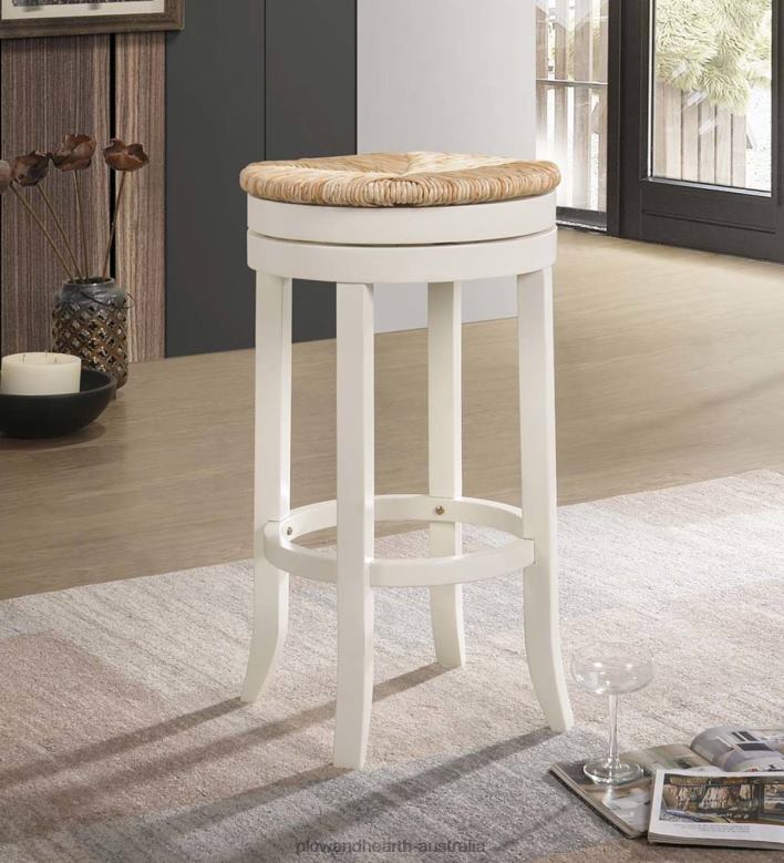 Plow & Hearth 30Round Rush Seat Swivel Bar Stool - Antique Black P22BD2045 Furniture