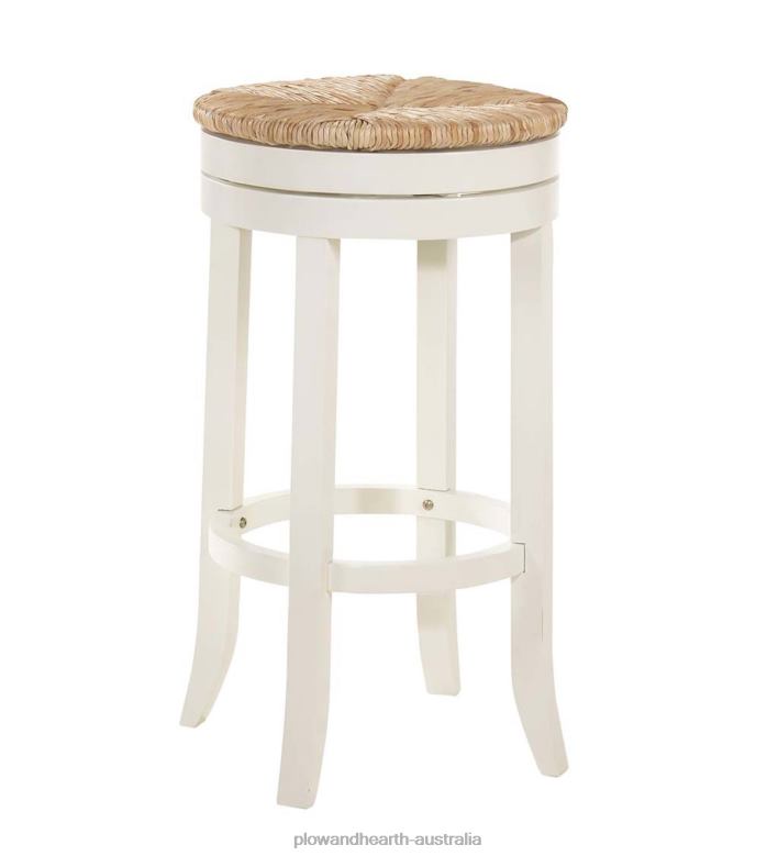 Plow & Hearth 30Round Rush Seat Swivel Bar Stool - Antique Black P22BD2045 Furniture