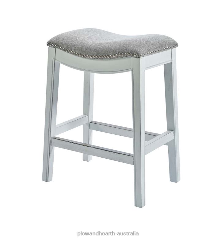 Plow & Hearth Clara Saddle Seat Barstool - White P22BD2056 Furniture
